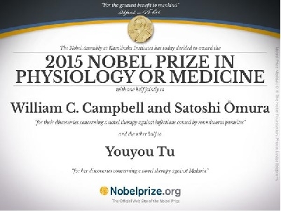 Người Trung Quốc đầu tiên giành giải Nobel Y học 2015